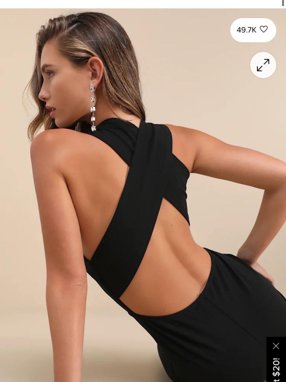 Lulu's Black Crisscross Backless Jumpsuit
